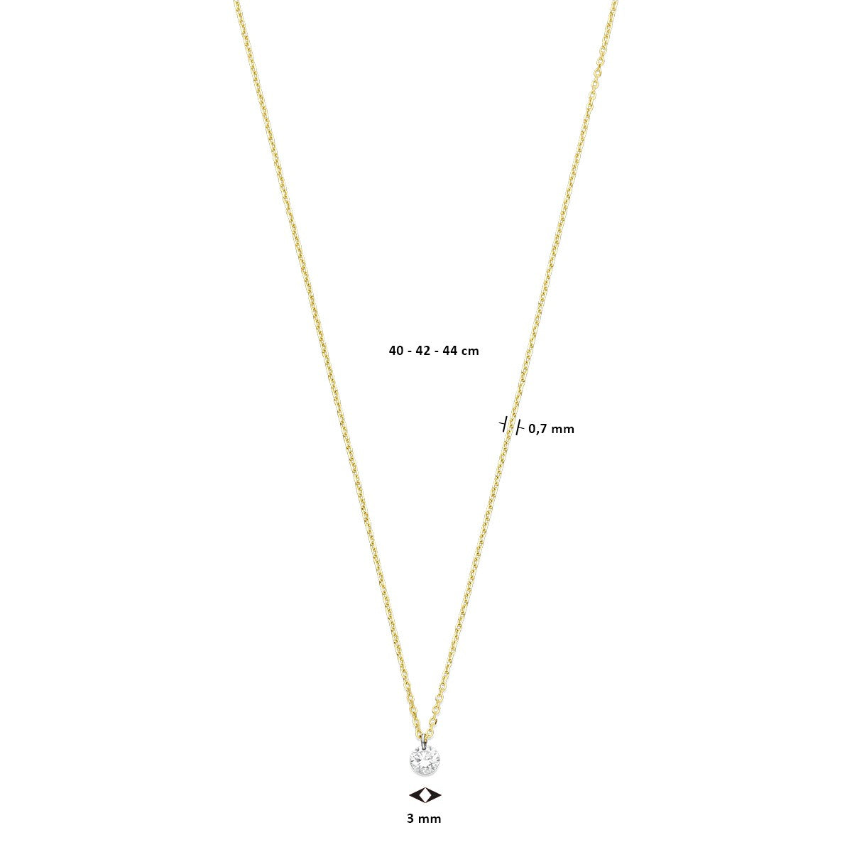Fantasy Collection Collier diamant 40 - 42 - 44 cm 0.10ct g si 18K geelgoud
