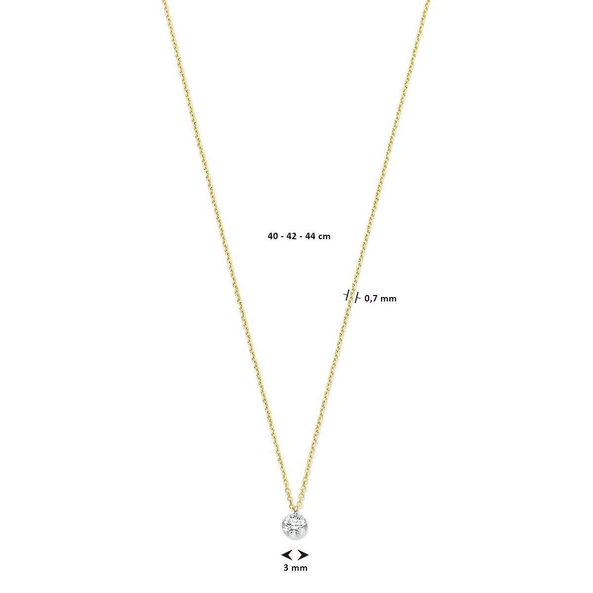 Fantasy Collection Collier diamant 40 - 42 - 44 cm 0.20ct g si 18K geelgoud
