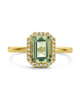 18K Geelgoud Ring Groen Amethist En Diamant 0.10Ct H Si Halo 7000253 - PansiteNederland.nl