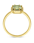 18K Geelgoud Ring Groen Amethist En Diamant 0.10Ct H Si Halo 7000253 - PansiteNederland.nl