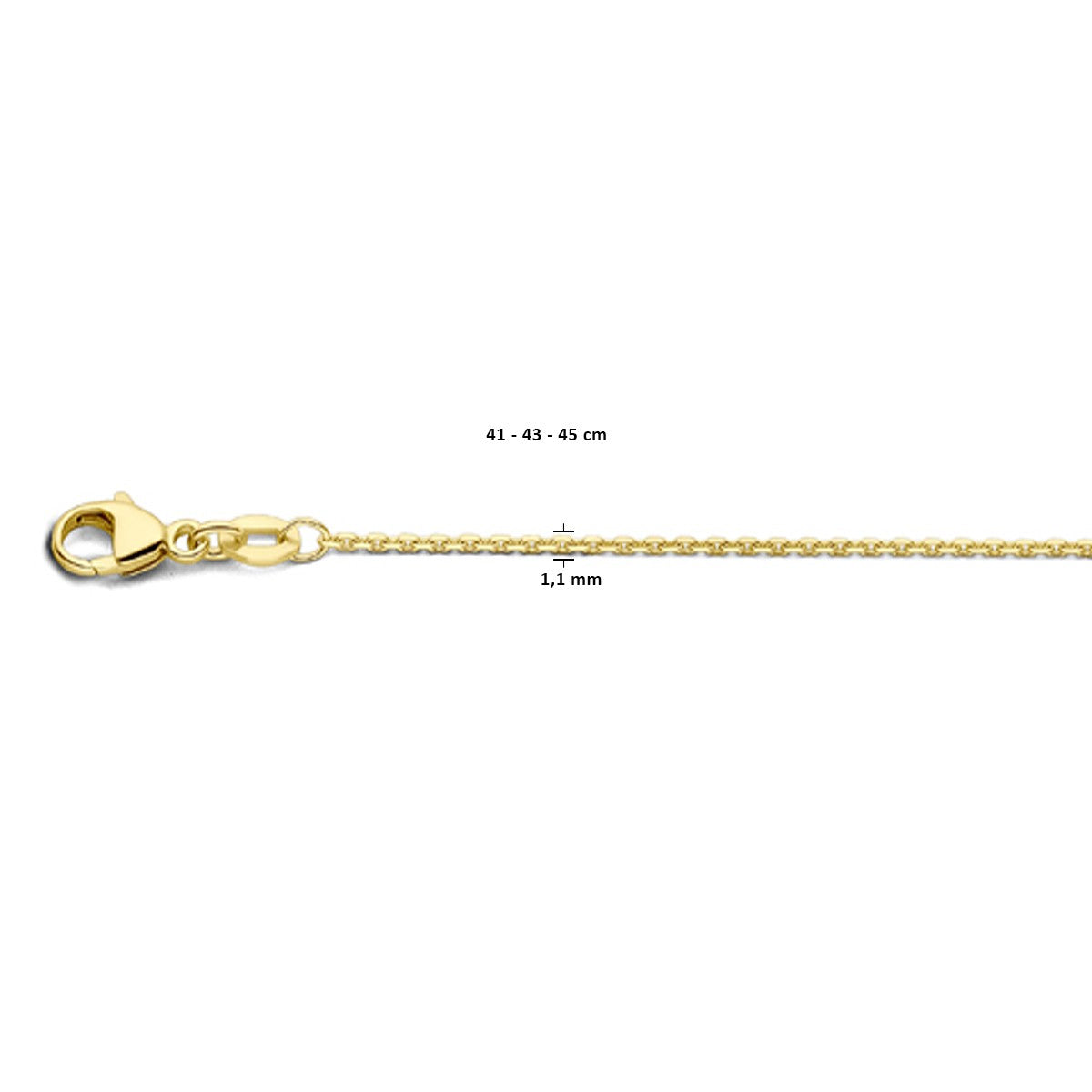 Fantasy Collection Collier anker gediamanteerd 1,1 mm 18K geelgoud