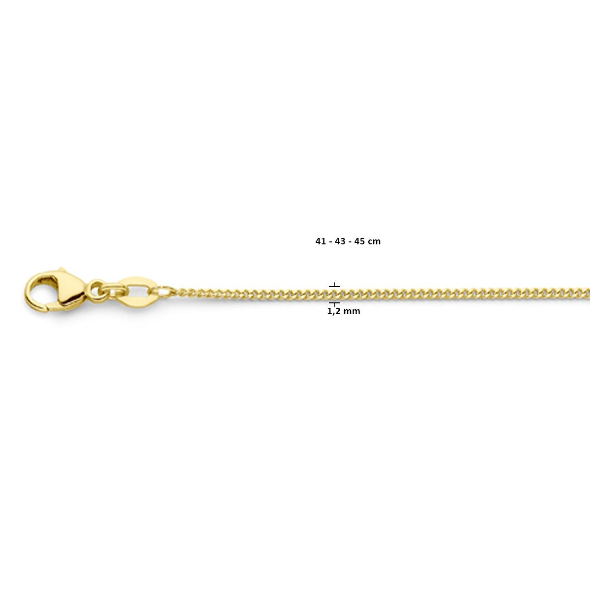 Fantasy Collection Collier gourmette 1,2 mm 18K geelgoud