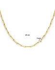 18K geelgoud Collier paperclip vierkante buis 3,0 mm 45 cm 7000278 - PansiteNederland.nl