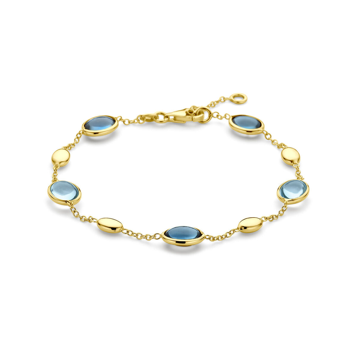 18K Geelgoud Armband London Blue En Blauw Topaas 17 - 19 Cm 7000283 - PansiteNederland.nl