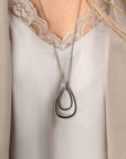 ZINZI zilveren ketting met luxe ovale hanger 45mm, valt lang om de hals ZIC2489