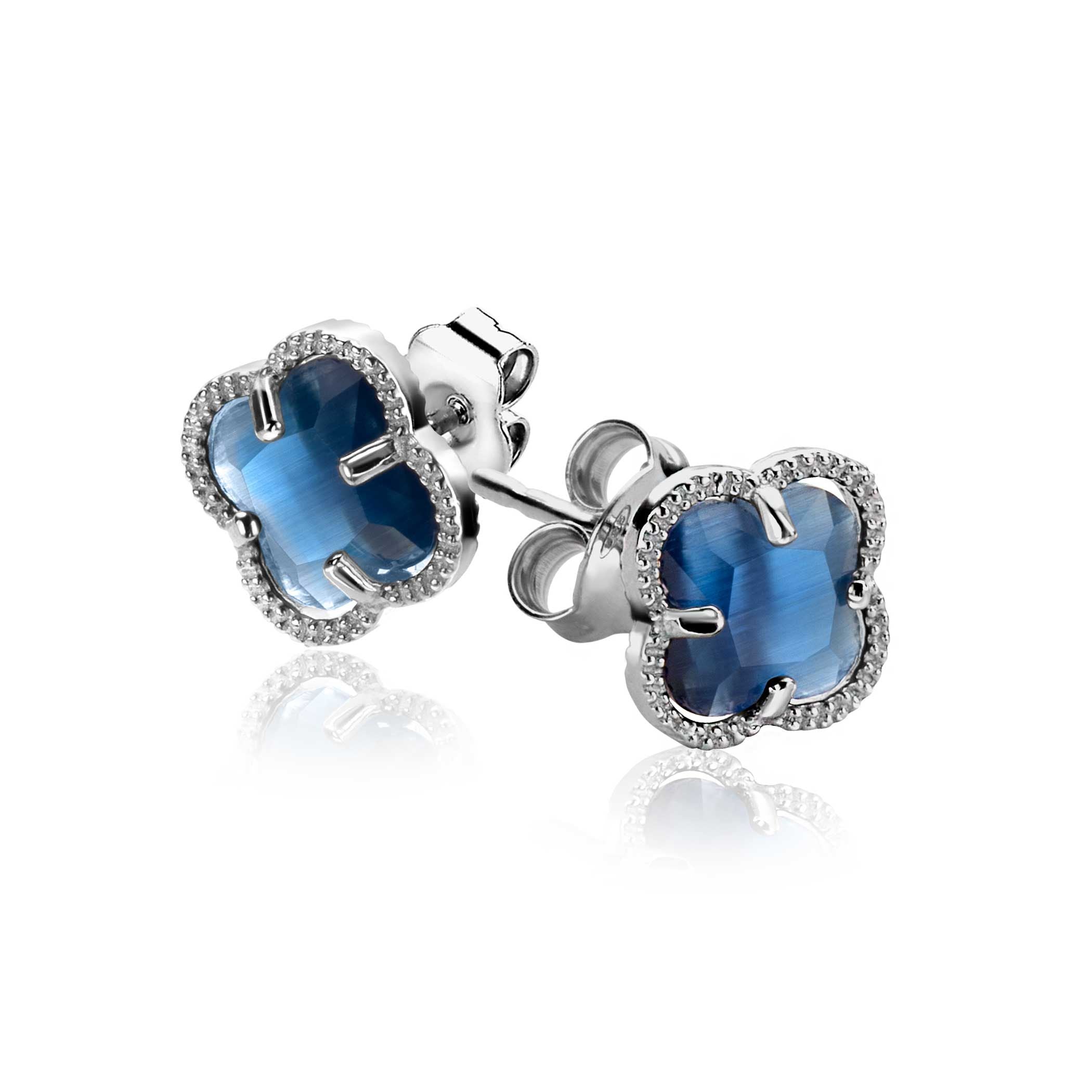 ZINZI Zilveren Oorknoppen met Blauwe Zirkonia oorbellen - ZIO2663DB