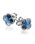 Zinzi 9mm zilveren oorstekers in klaver vorm met donkerblauwe zirkonia ZIO2663DB - PansiteNederland.nl