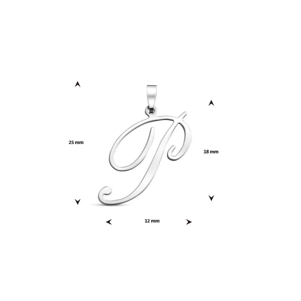Hanger sierletter P 18 mm zilver #Letter_P