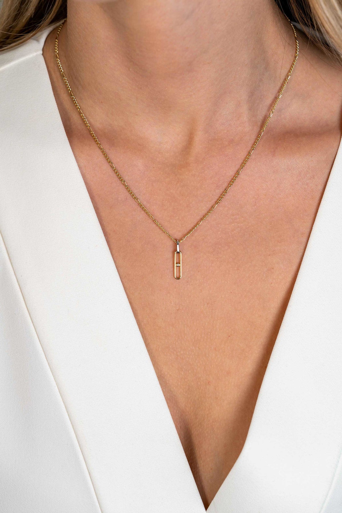 ZINZI Verguld Zilveren Hanger met Witte Zirkonia ZIH2300