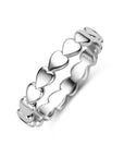 Zilveren gerhodineerde ring met hartjes motief 1341756
