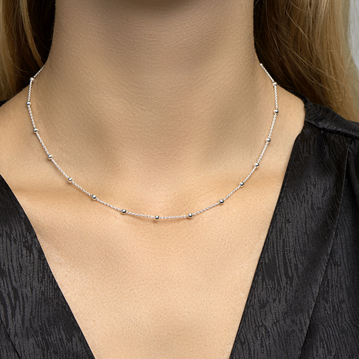 Fantasy Collection Collier anker en bolletjes zilver wit