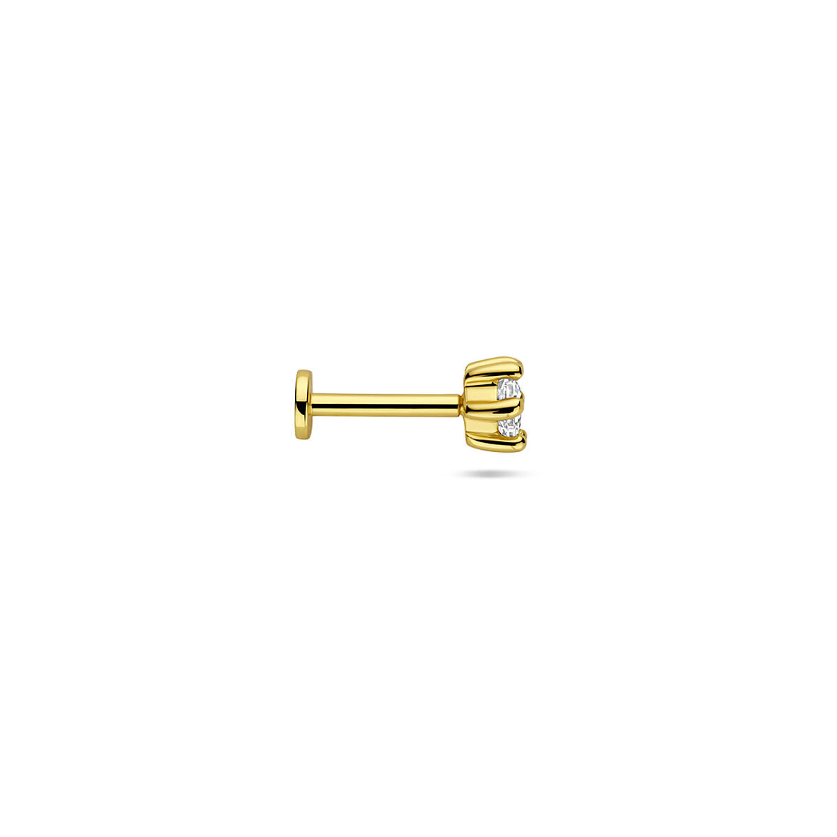 Fantasy Collection Flat back piercing zirkonia 1 micron 4 mm zilver verguld