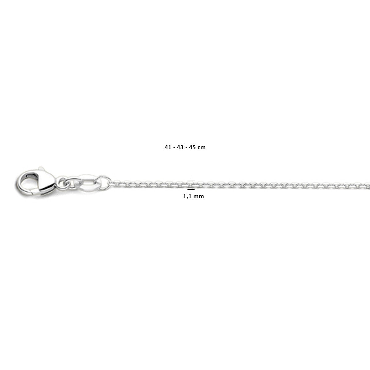 Fantasy Collection Collier anker gediamanteerd 1,1 mm 41 - 43 - 45 cm 18K witgoud