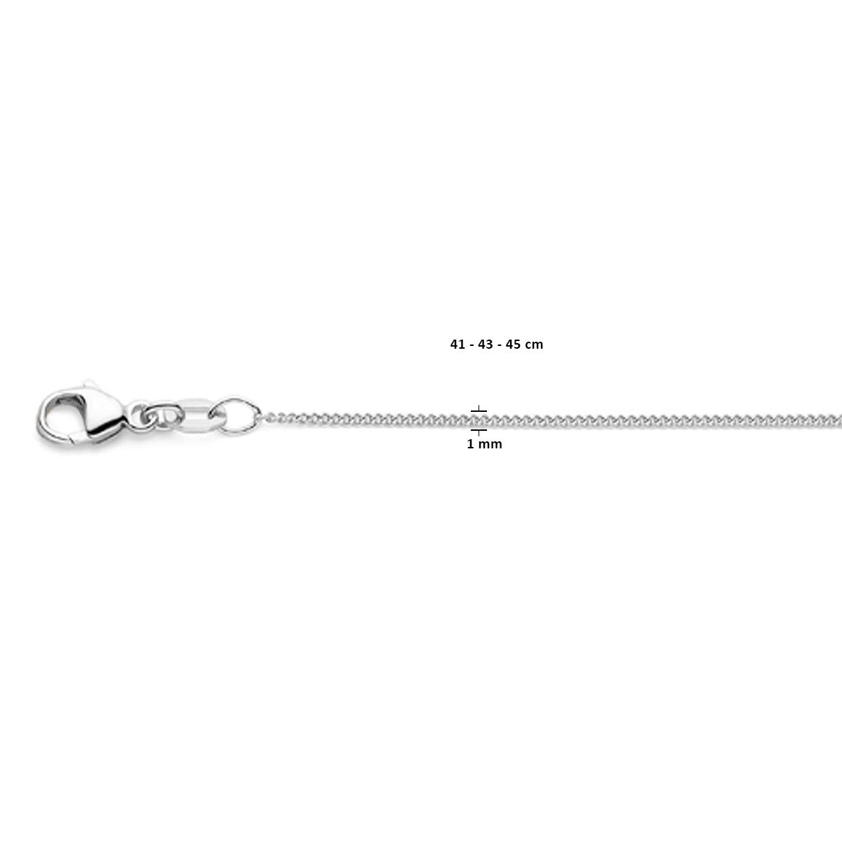 Fantasy Collection Collier gourmette 1,1 mm 41 - 43 - 45 cm 18K witgoud