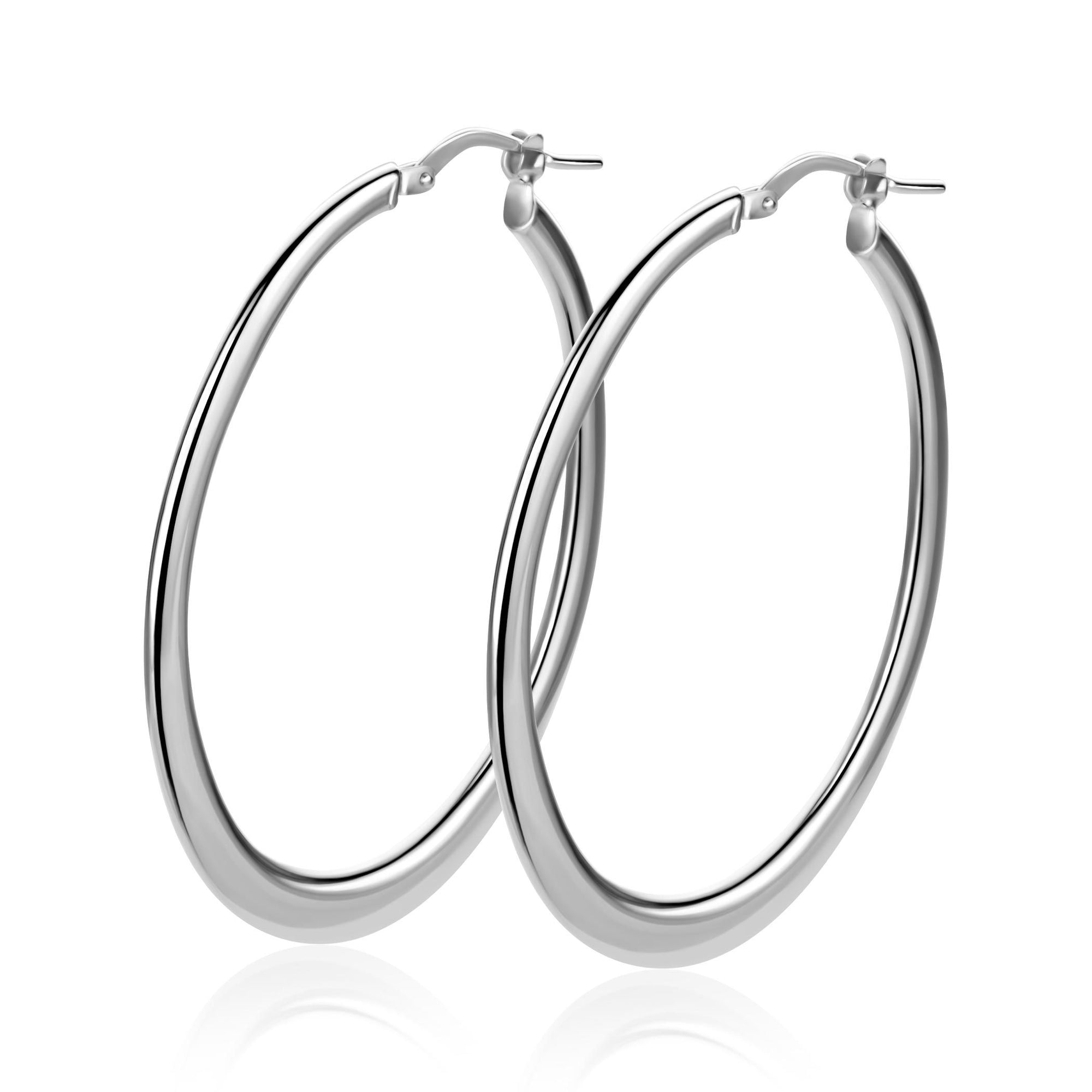 ZINZI zilveren oorringen met organisch gevormde buis 2mm breed en handige bovensluiting 48mm ZIO2701 - PansiteNederland.nl