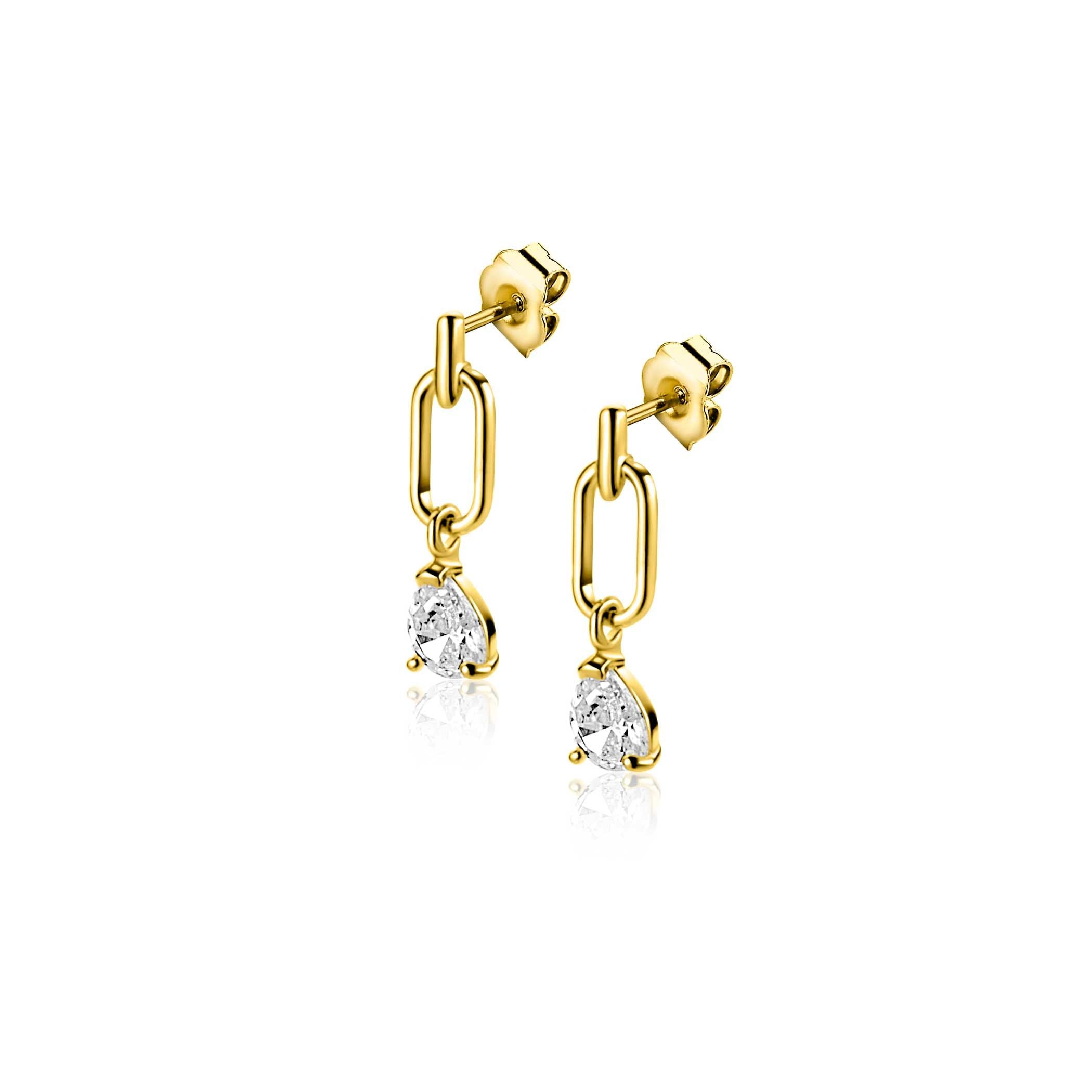 ZINZI 14K Gouden Oorbellen met Witte Zirkonia ZGO548