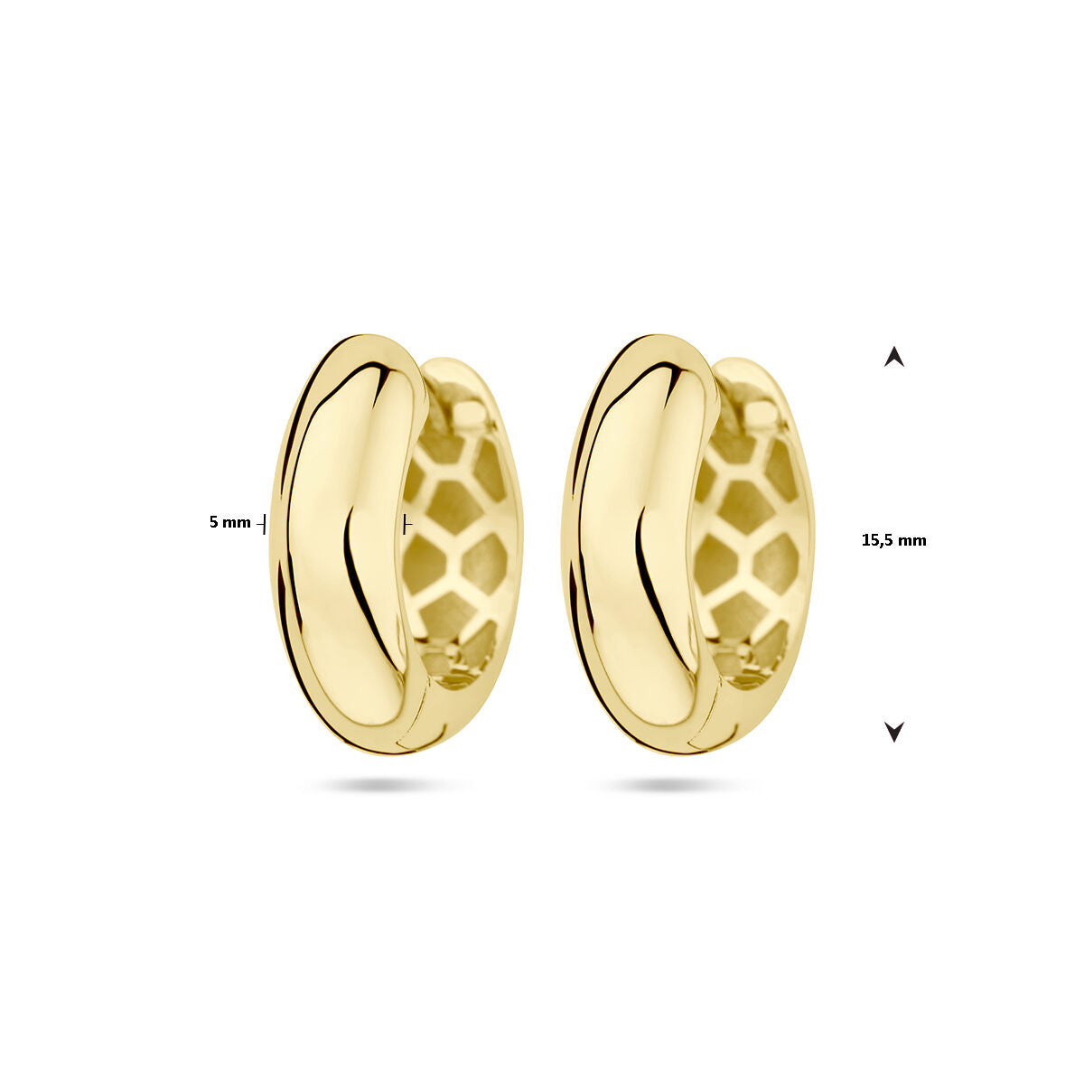 Fantasy Collection Oorbellen 15,5 mm halfronde buis 9K geelgoud