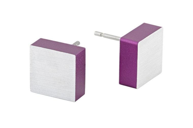 Clic Vierkant Paars Oorbel - O15P