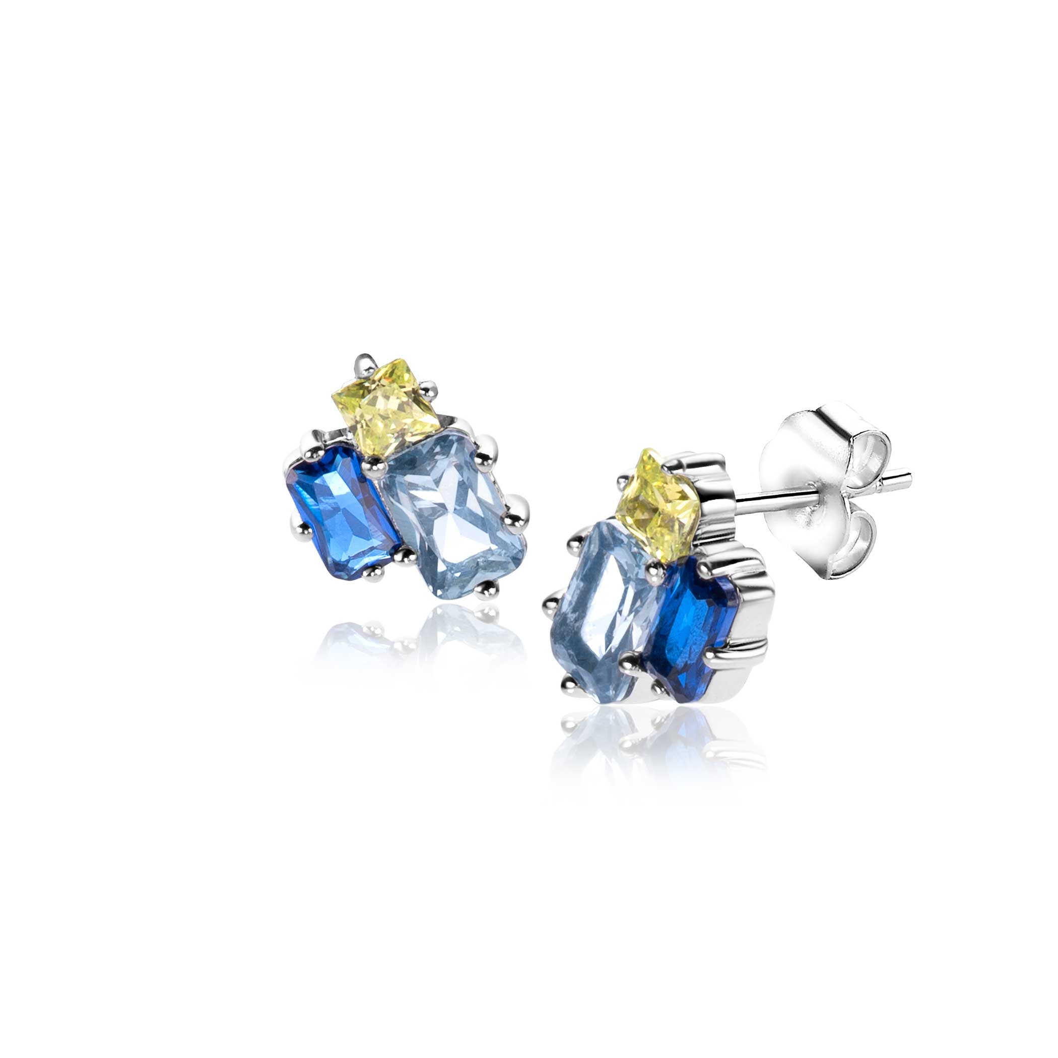 ZINZI Zilveren Oorbellen 10mm blauw - ZIO2496