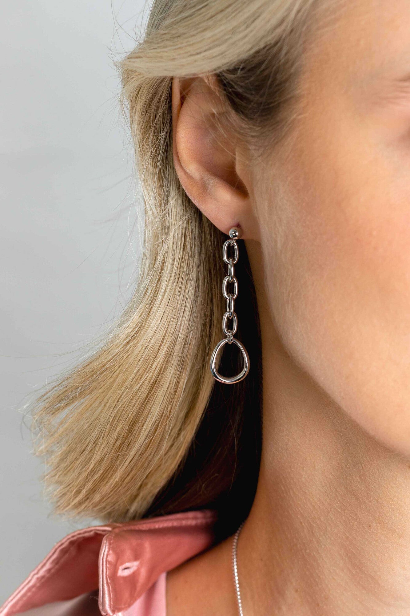 45mm ZINZI zilveren oorbellen met ovale schakels en ovale hanger - ZIO2481