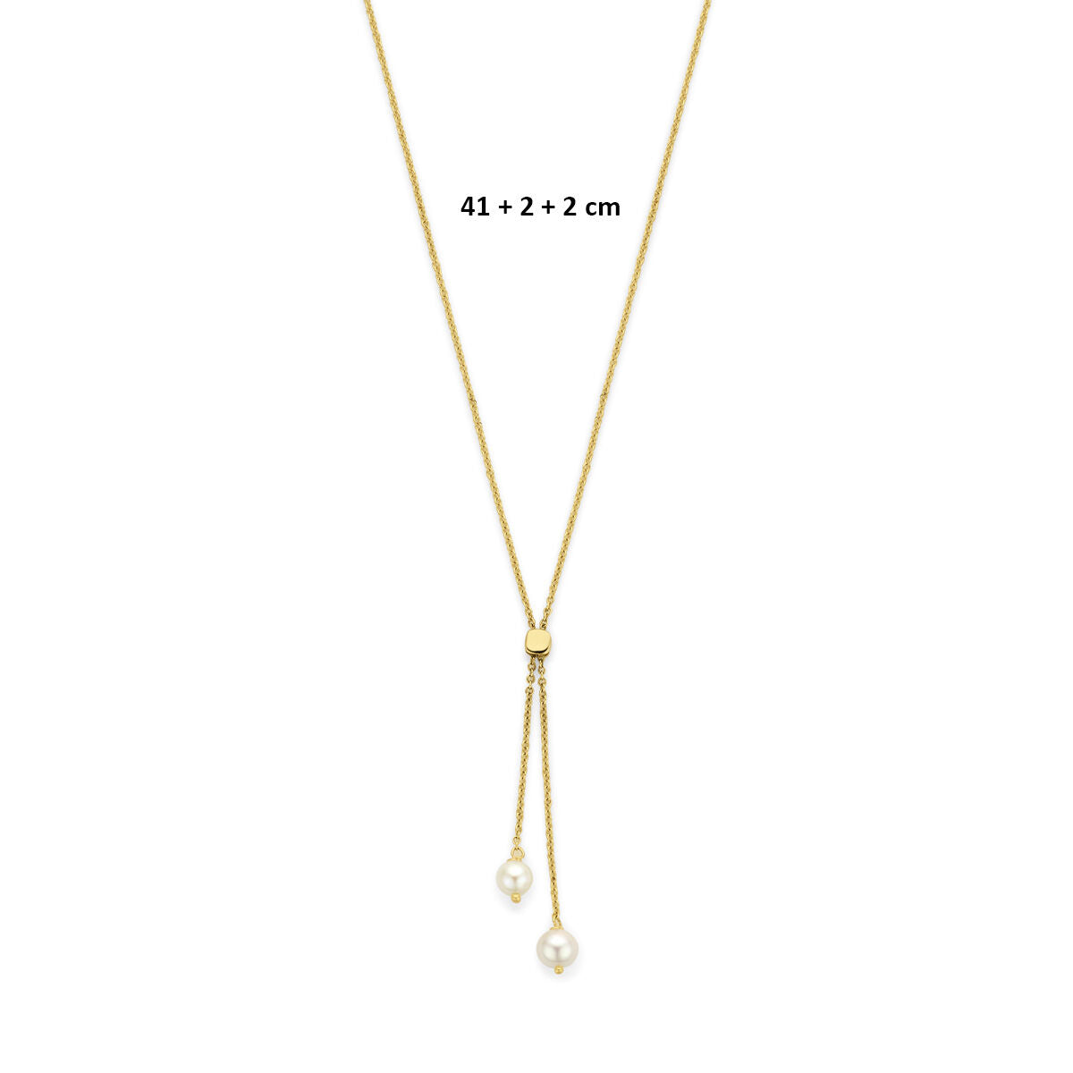 Y-collier parels 14K geelgoud 41 + 2 + 2 cm