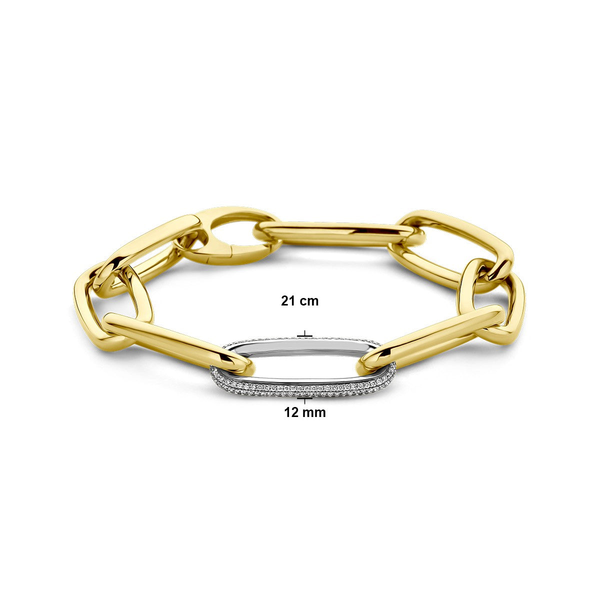 Fantasy Collection Armband paperclip diamant 0.76ct g vsi half ronde buis 12 mm 21 cm 18K geelgoud