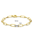 18K Bicolor Goud Geel/Wit Armband Paperclip Diamant 0.20Ct G Vsi Vierkante Buis 7,5 Mm 18,5 Cm 7200024 - PansiteNederland.nl