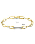 18K Bicolor Goud Geel/Wit Armband Paperclip Diamant 0.34Ct G Vsi Vierkante Buis 7,5 Mm 18 Cm 7200025 - PansiteNederland.nl