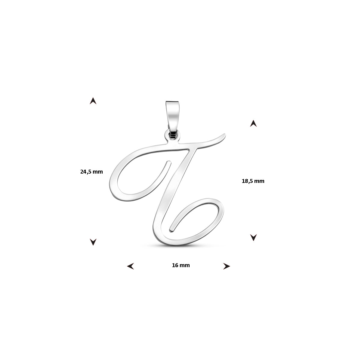 Hanger sierletter T 18,5 mm zilver #Letter_T