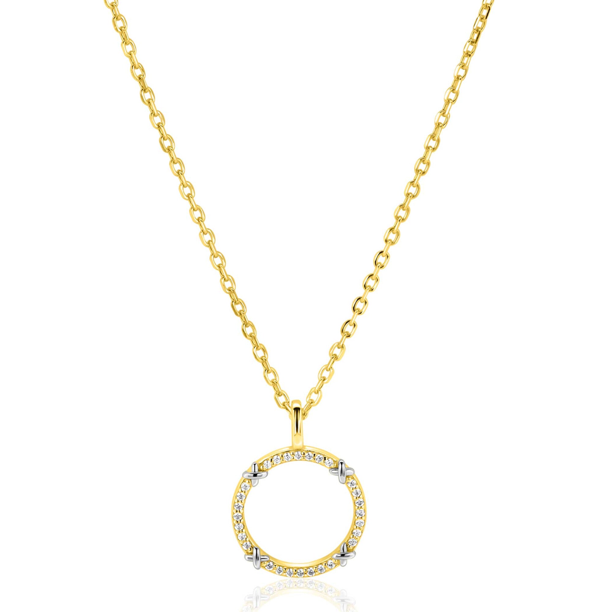 ZINZI Verguld Zilveren Ketting met Witte Zirkonia ZIC2814