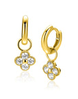 ZINZI gold plated zilveren oorbedels klavertje 8mm ZICH2735Y (zonder oorringen) - PansiteNederland.nl