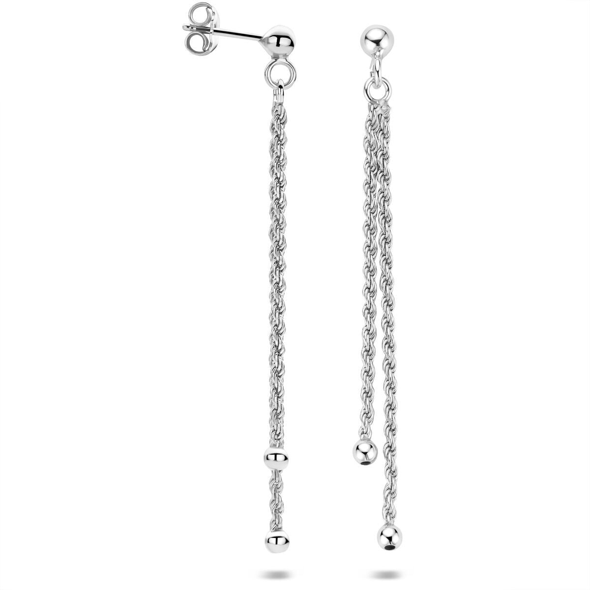 Fantasy Collection Hangende oorbellen schakel 64 mm zilver