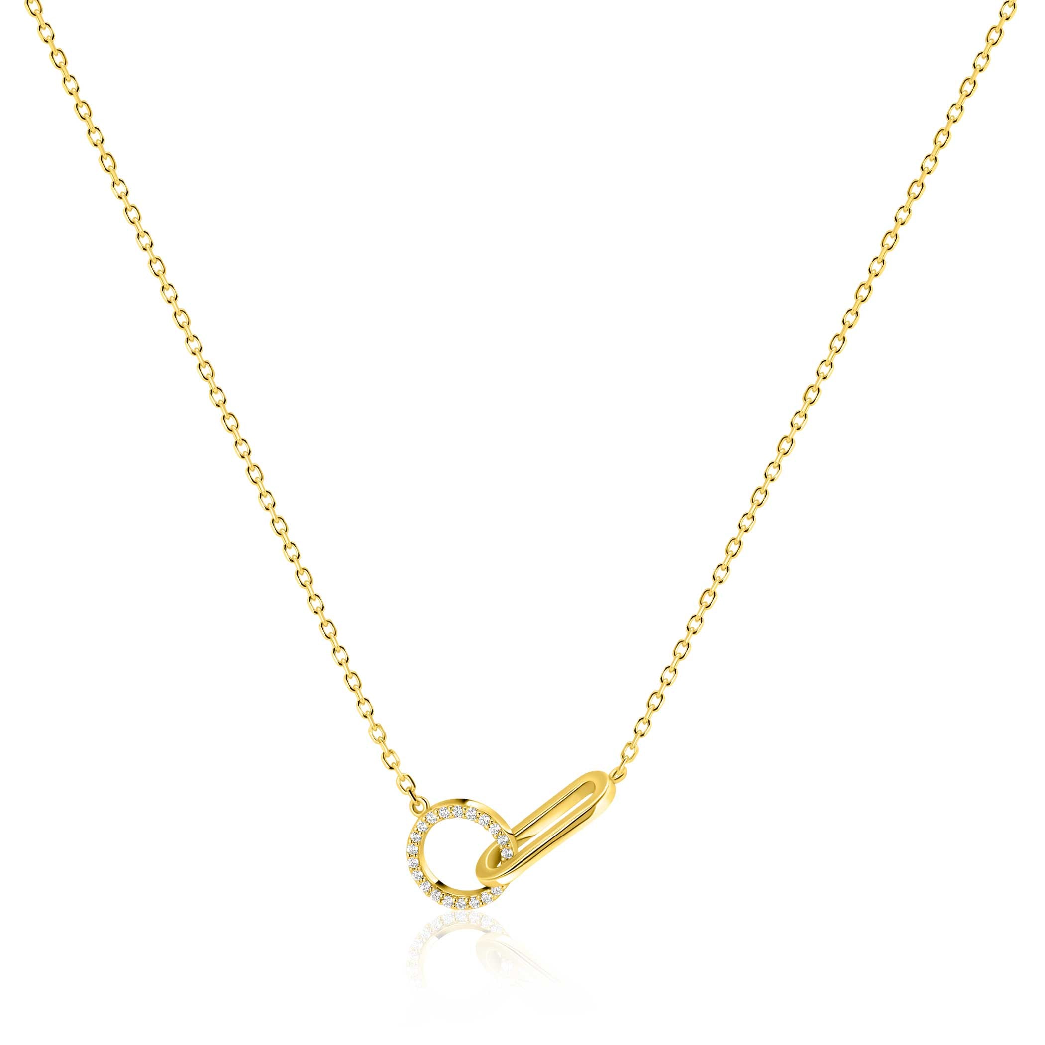 ZINZI Verguld Zilveren Ketting met Witte Zirkonia - ZIC2809