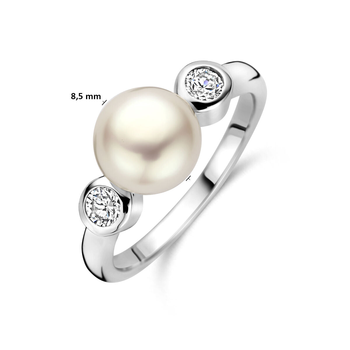 Ring parel en zirkonia zilver gerhodineerd
