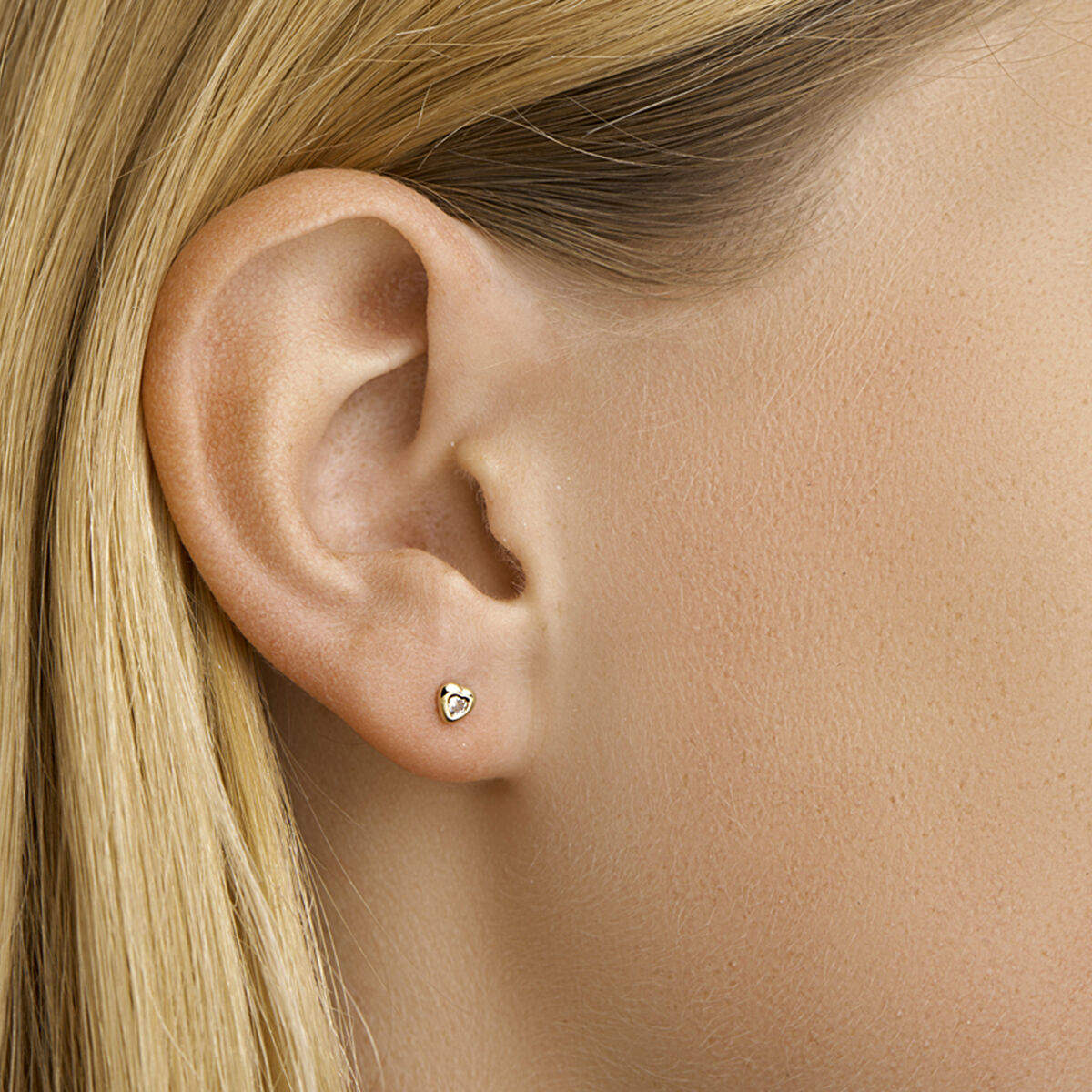 Fantasy Collection Oorbellen hart en zirkonia 14K geelgoud