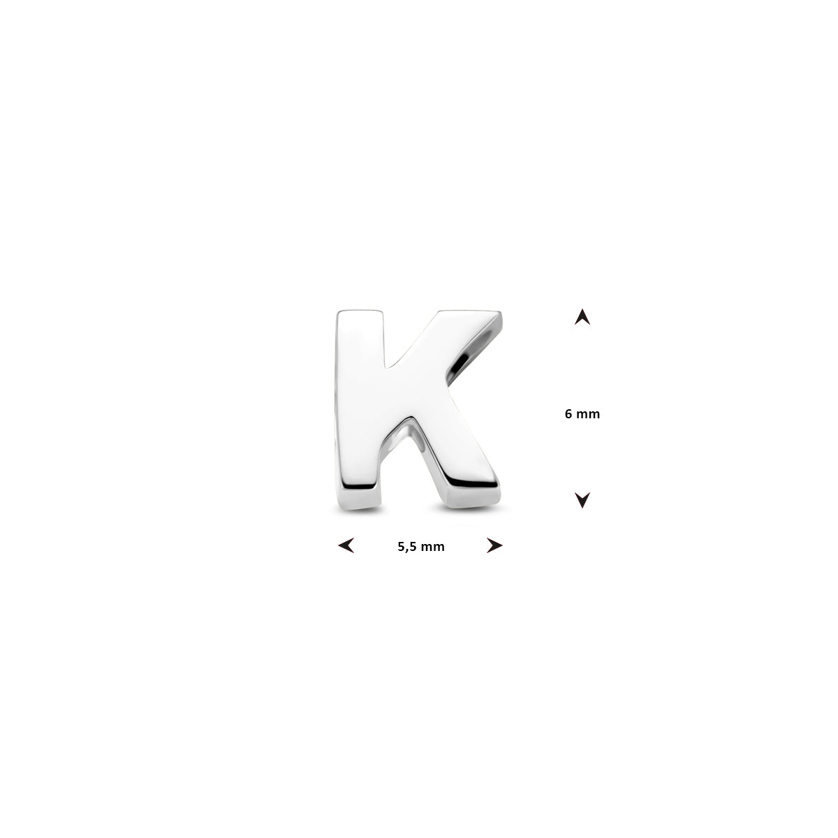 Hanger letter K 6 mm zilver #Letter_K