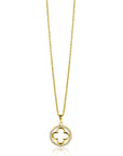 ZINZI gold plated zilveren anker ketting met luxe klaver hanger 15mm rondom bezet met witte zirconia's 45-48cm ZIC2617Y