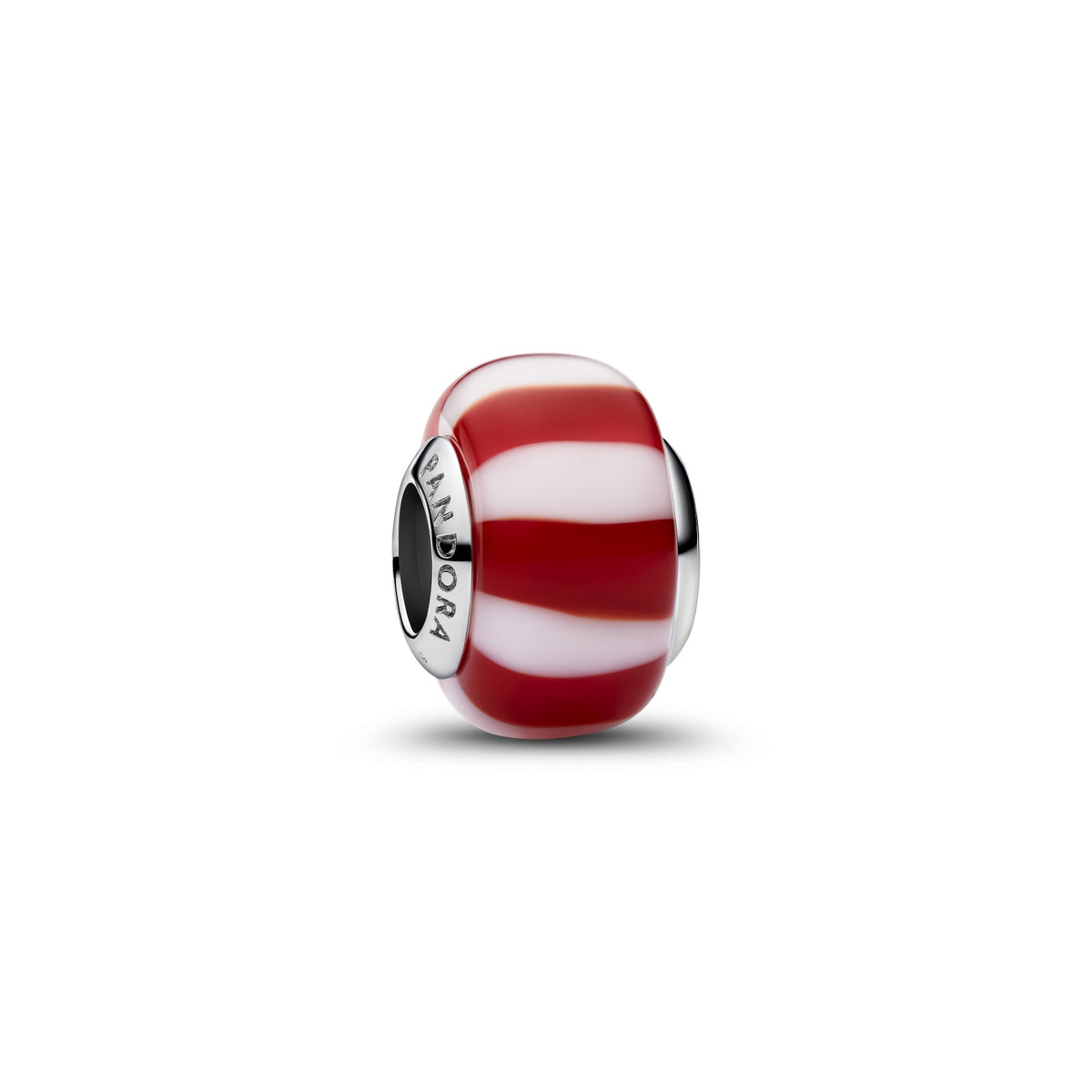Pandora Rode Pepermunt Muranoglas Bedel platinaverguld