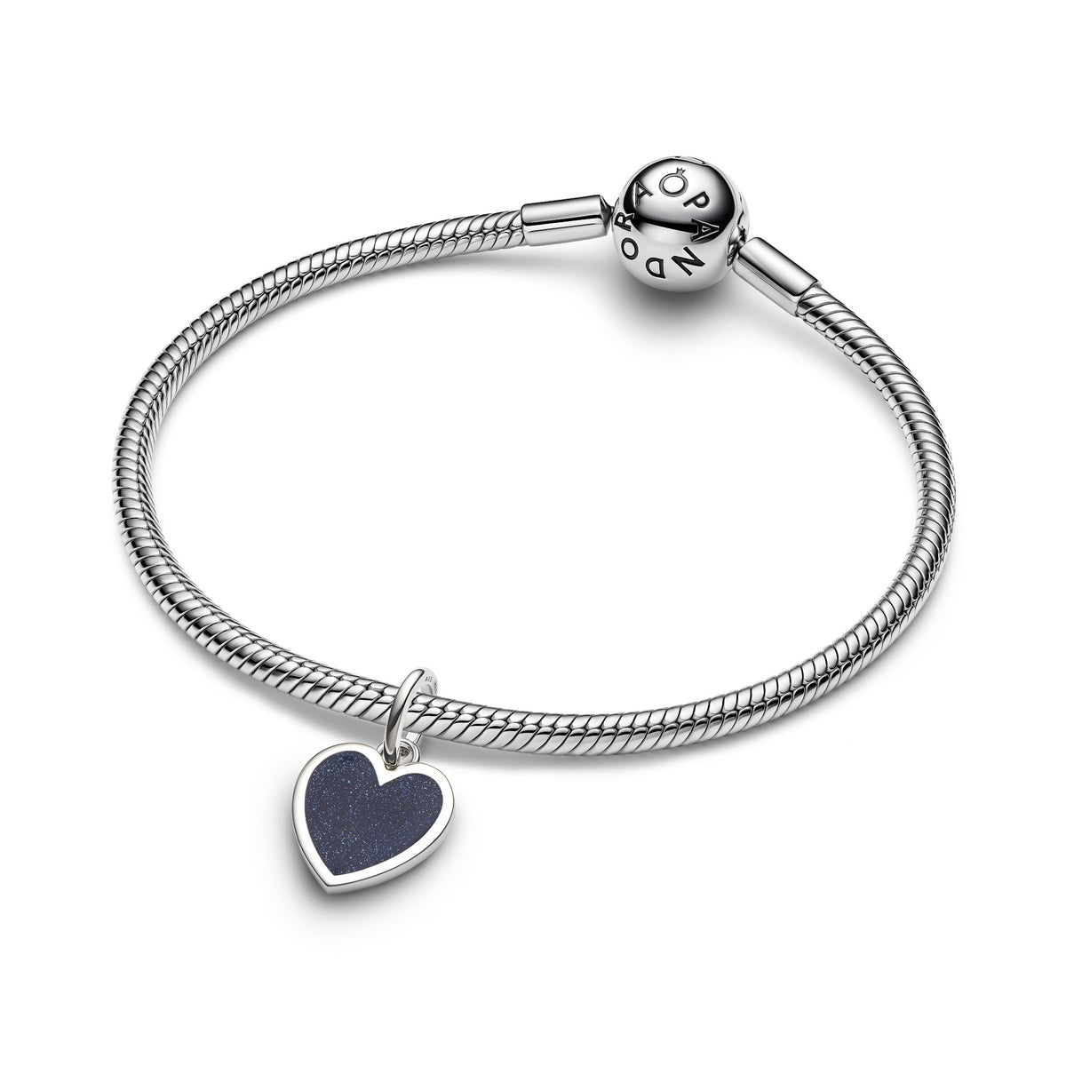 Pandora Graveerbaar Blauw Hart Hangende Bedel platinaverguld