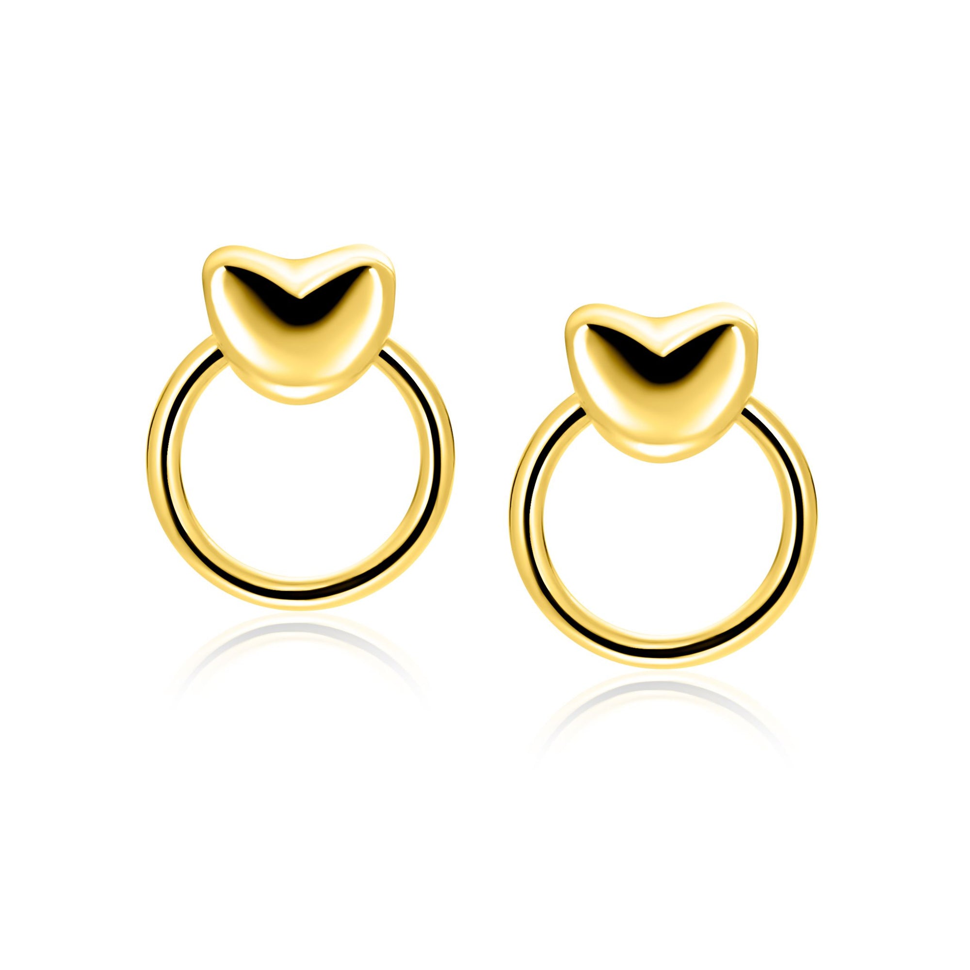 ZINZI gold plated zilveren oorstekers met hart en open ring 16mm ZIO2759 - PansiteNederland.nl