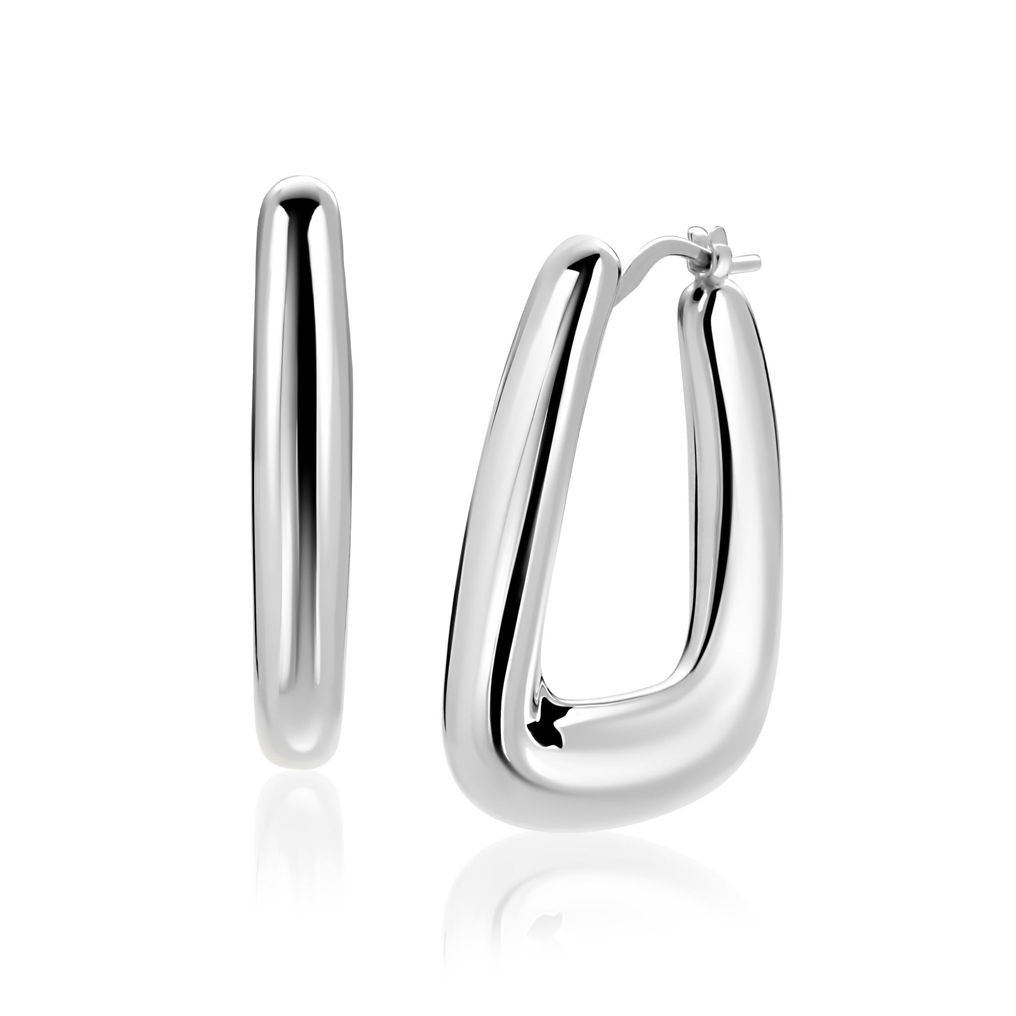 ZINZI zilveren oorringen met brede buis en rechthoekig model, handige bovensluiting 33mm ZIO2748 - PansiteNederland.nl