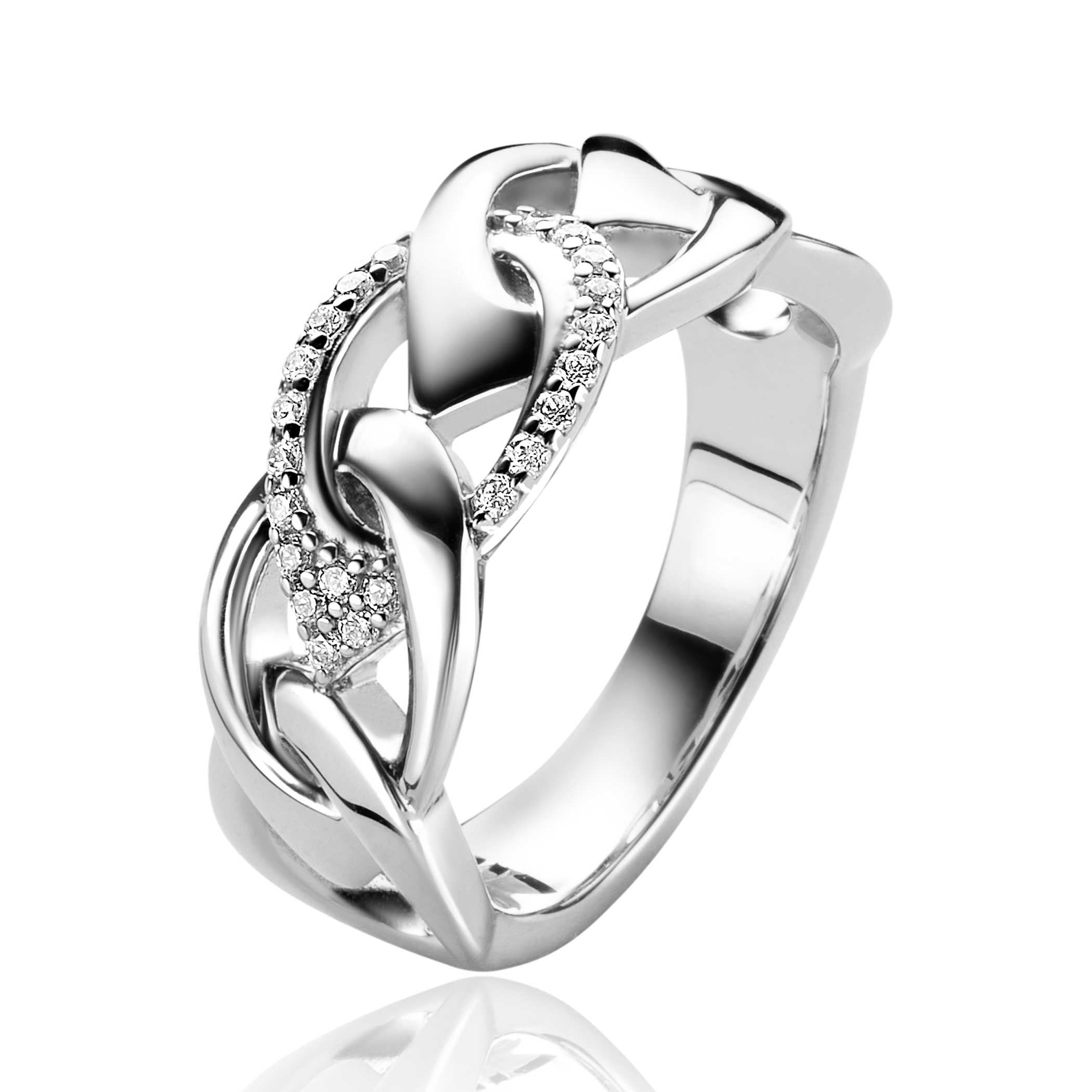 ZINZI Zilveren Ring met Witte Zirkonia MVR24