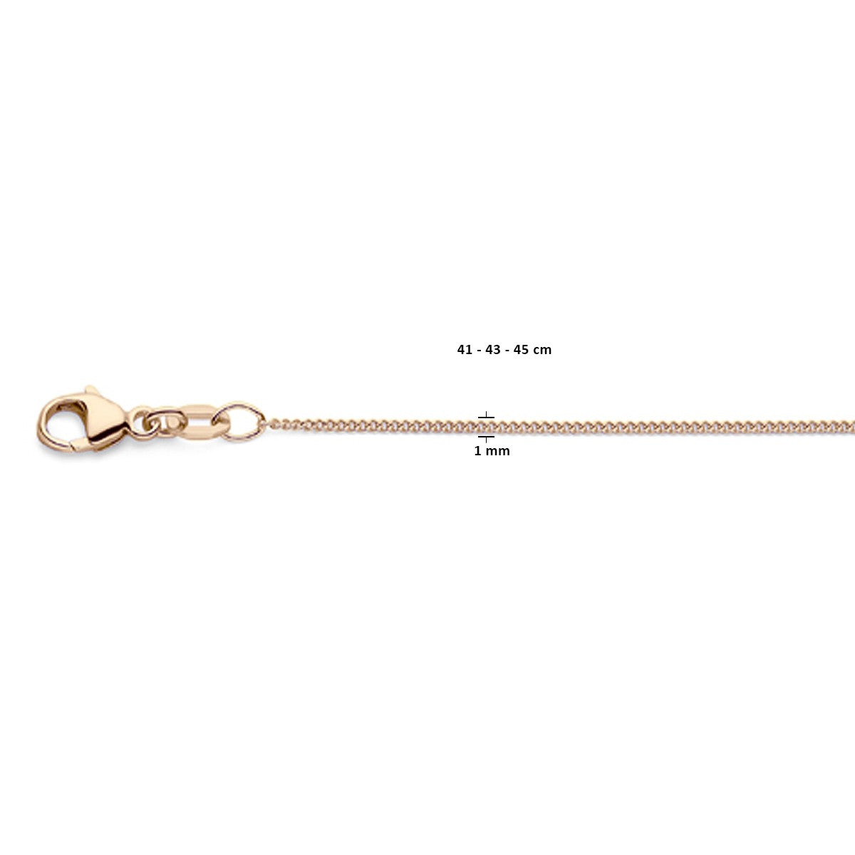 Fantasy Collection Collier gourmette 1,1 mm 41 - 43 - 45 cm 18K roségoud
