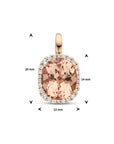 18K rosegoud hanger morganiet en diamant 0.25ct h si halo 7400008 - PansiteNederland.nl