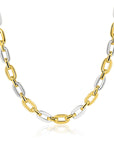 ZINZI Gold Plated Zilveren Schakelketting met Bicolor Rechthoekige Schakels 42-45cm ZIC2757