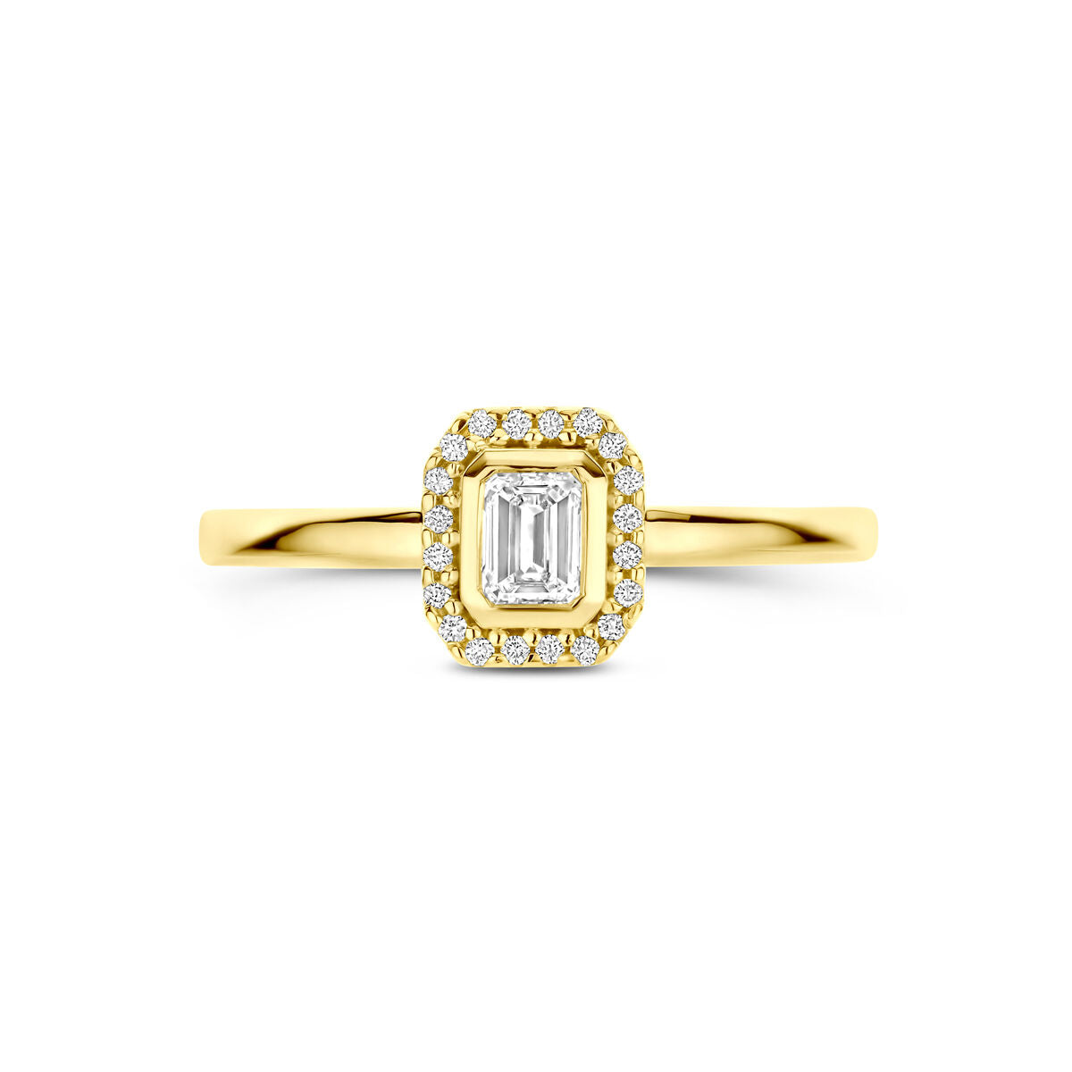 Fantasy Collection Ring diamant 0.31ct h si halo 14K geelgoud