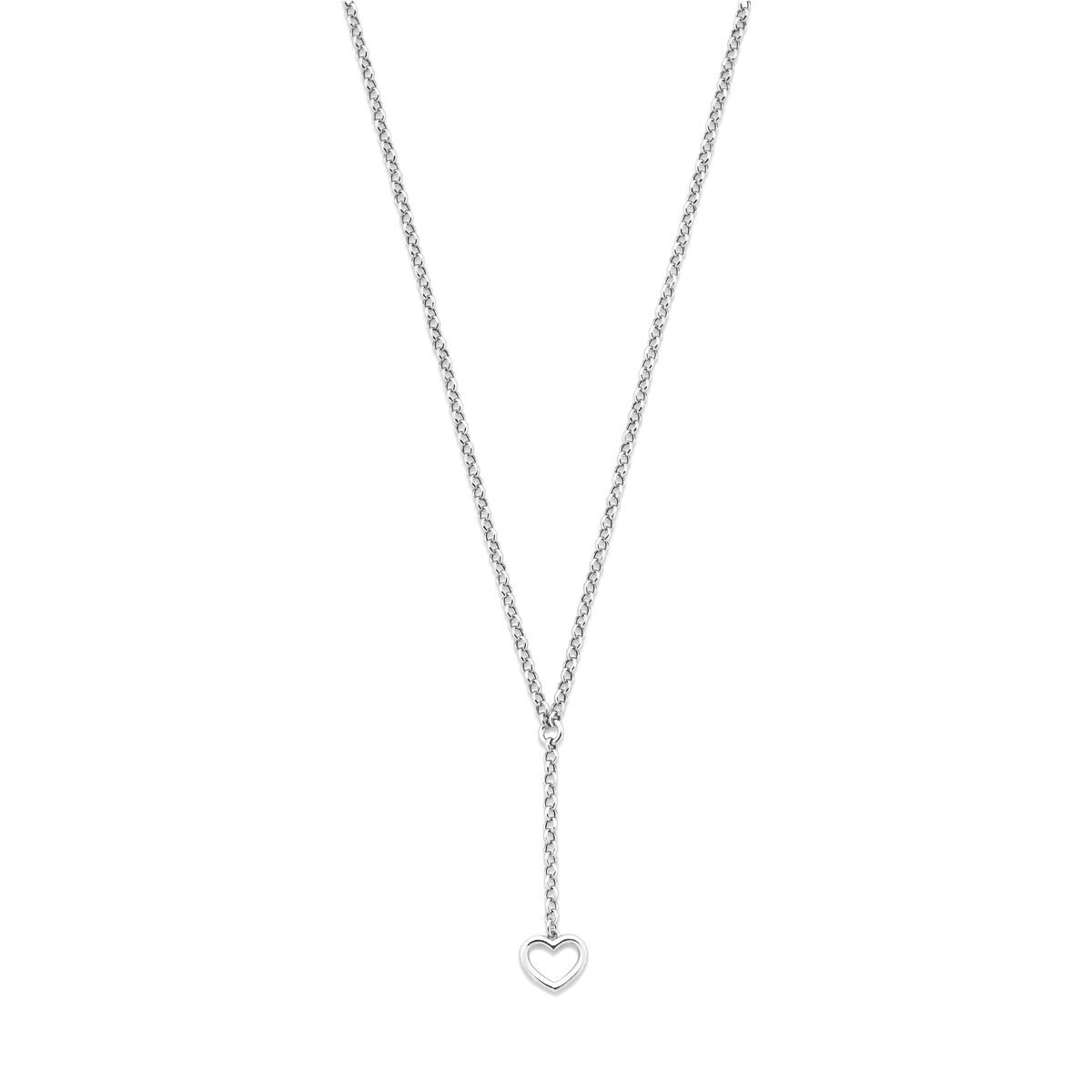 Fantasy Collection Y-collier hartje 42 + 3 cm zilver gerhodineerd