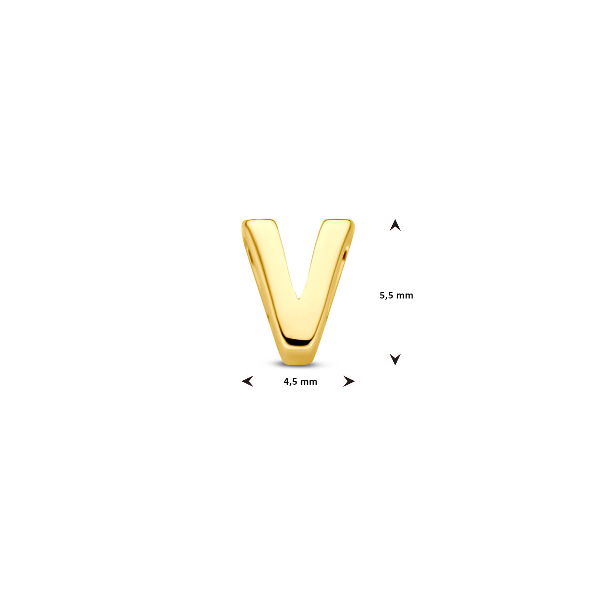 Hanger letter V 5,5 mm 9K geelgoud #Letter_V