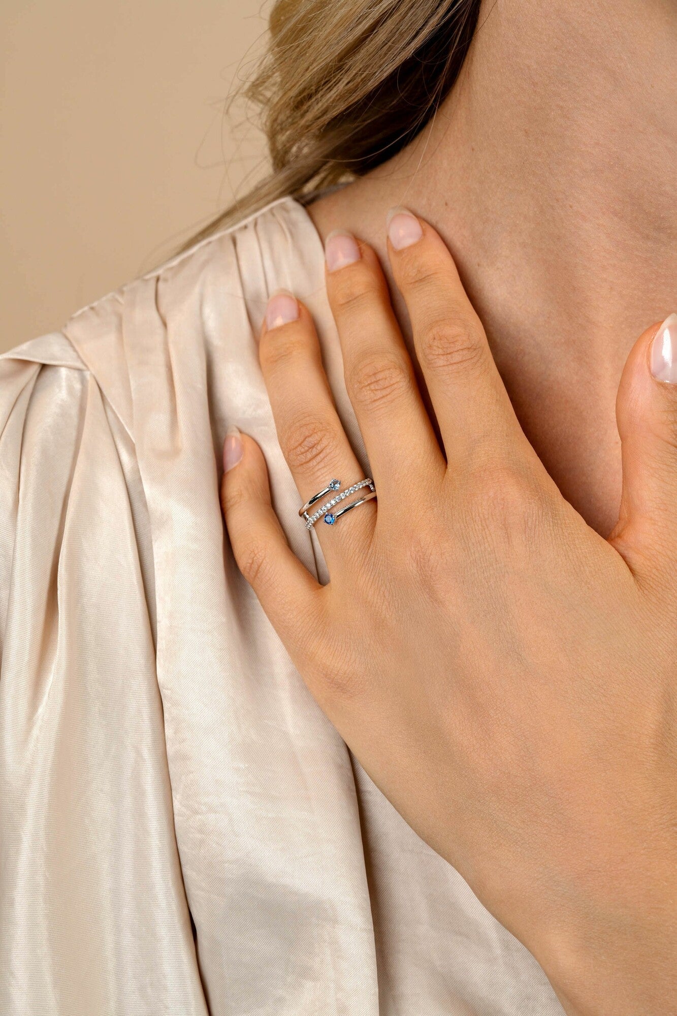 ZINZI Zilveren Ring met Blauw, Wit Zirkonia - ZIR2646B