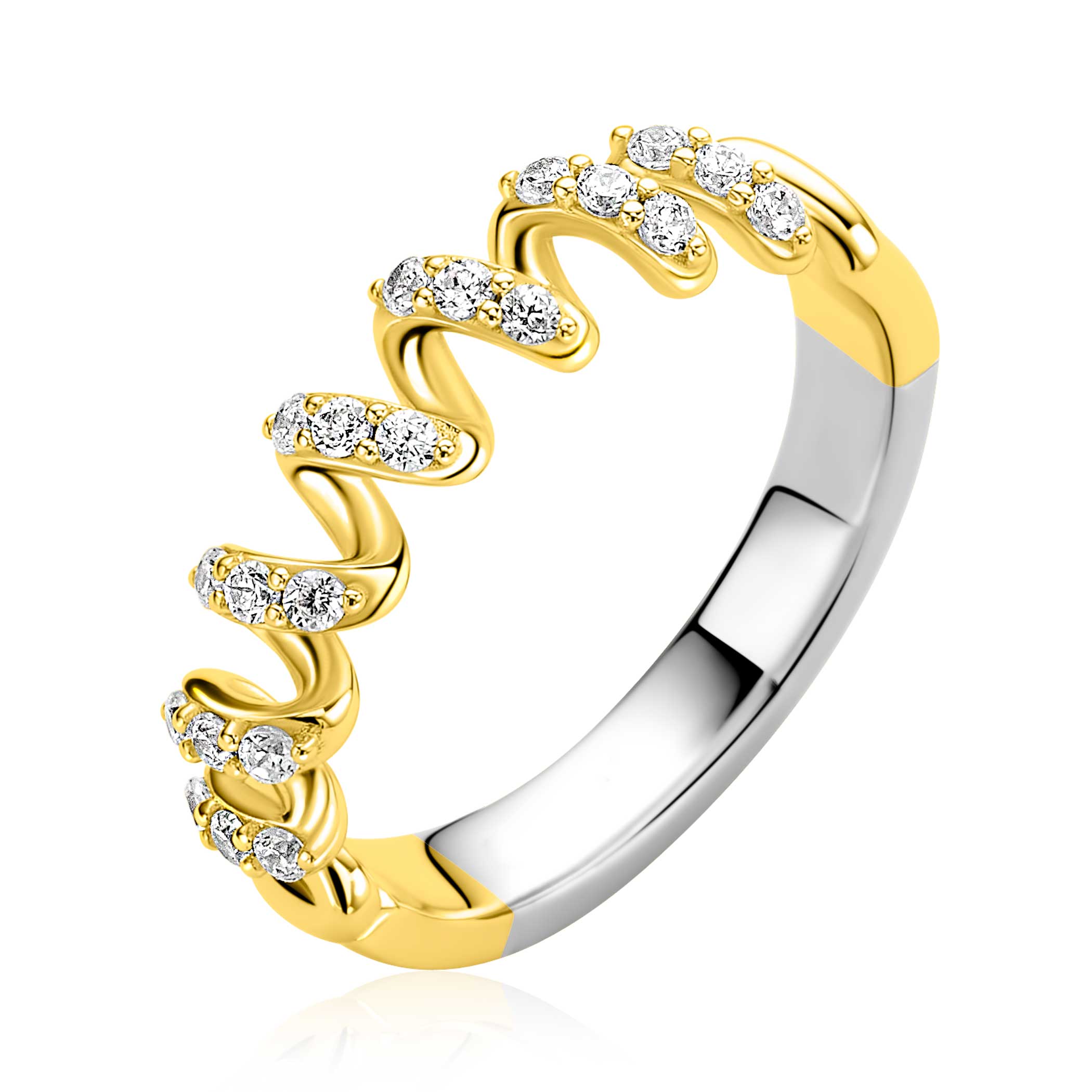 ZINZI Verguld Zilveren Ring met Witte Zirkonia - ZIR2877Y